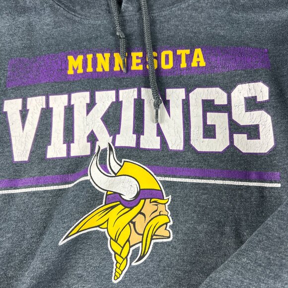 NFL Minnesota Vikings Football Sweatshirt Adult Large Grey Faded Pullover Hoodie - Picture 4 of 15